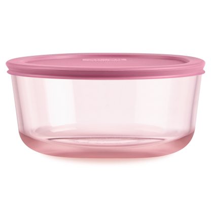 Pyrex Pyrex® Simply Store® Tinted Glass 7-cup Round Storage Container with Lid, Pink