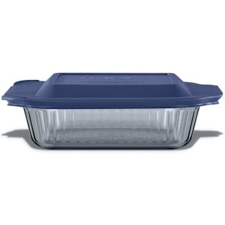 Pyrex Pyrex® Colors Sculpted Tinted 8" Square Baking Dish with Plastic Lid, Smoke