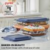 Pyrex Pyrex® Colors Sculpted Tinted 4-piece Baking Set with Plastic Lids, Smoke