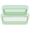 Pyrex Pyrex® Simply Store® Tinted 4-piece Rectangle Storage Set with Green Plastic Lids